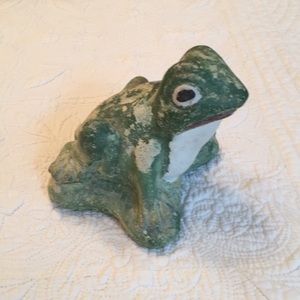 Vintage painted cement frog